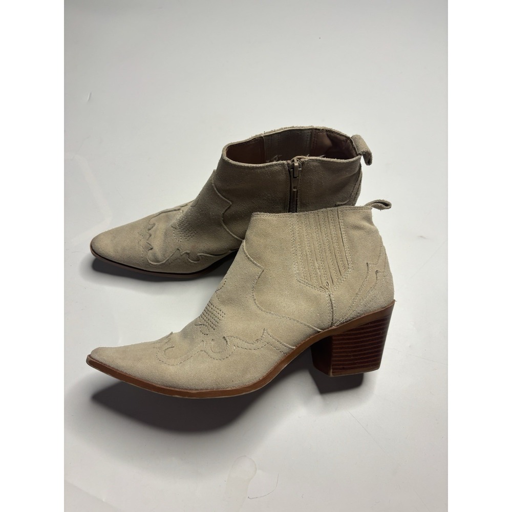 ZARA WOMENS EU 40 US 9 SUEDE LEATHER COWBOY WESTERN ANKLE BOOTS COASTAL COWGIRL